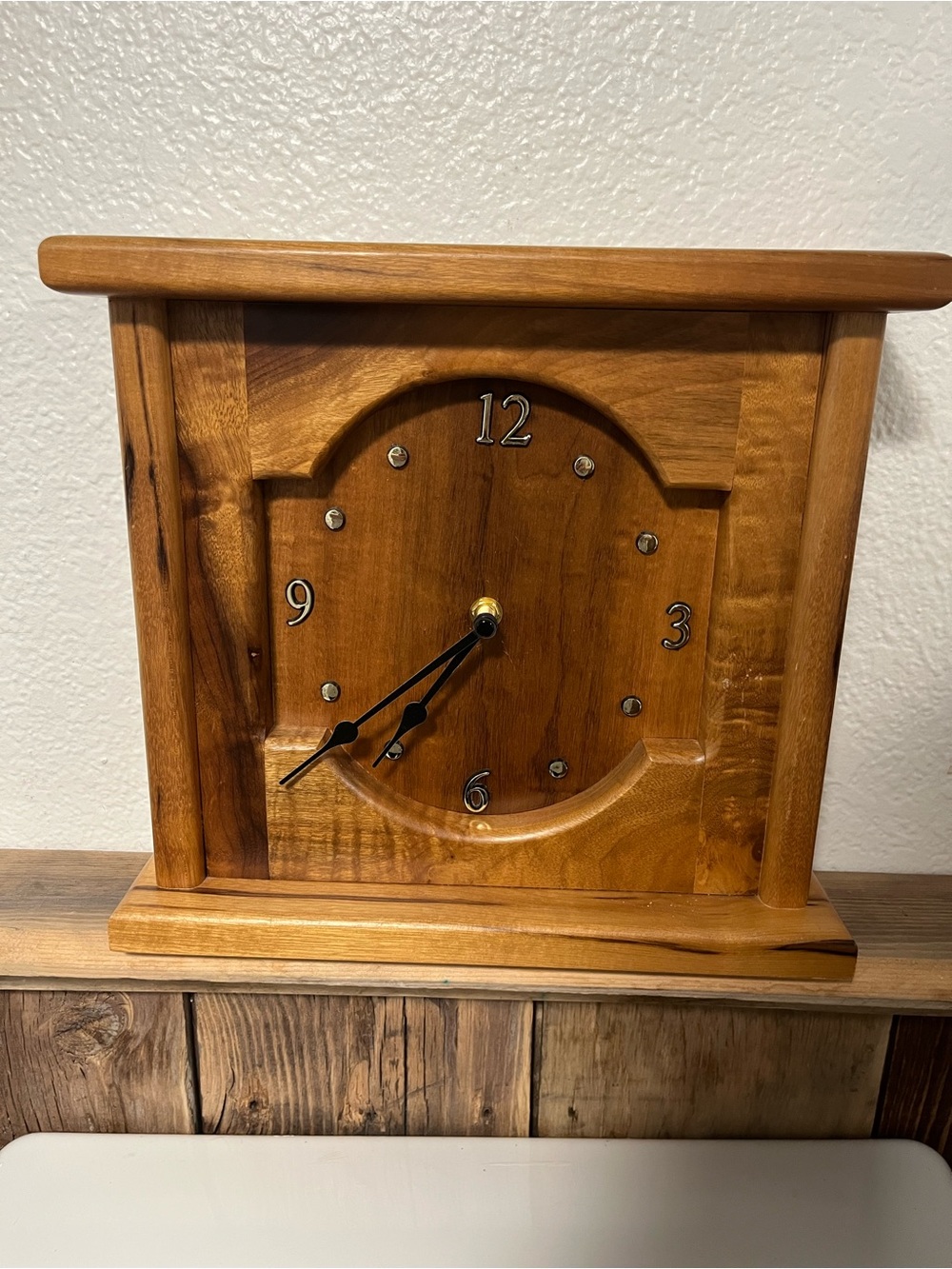 Handcrafted Wooden Wall Clock in Warm Brown